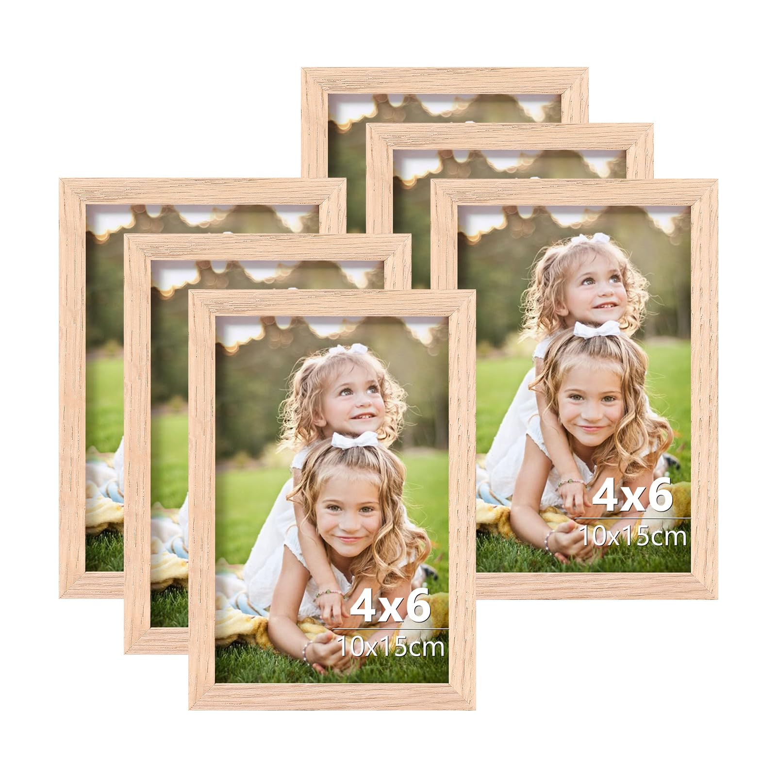 Amazon.com - ATOBART 4x6 OAK Natural Wood Photo Frame,6 Pack